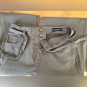 Blank NYC Wide Leg Button Fly Belted Pants - Army Green